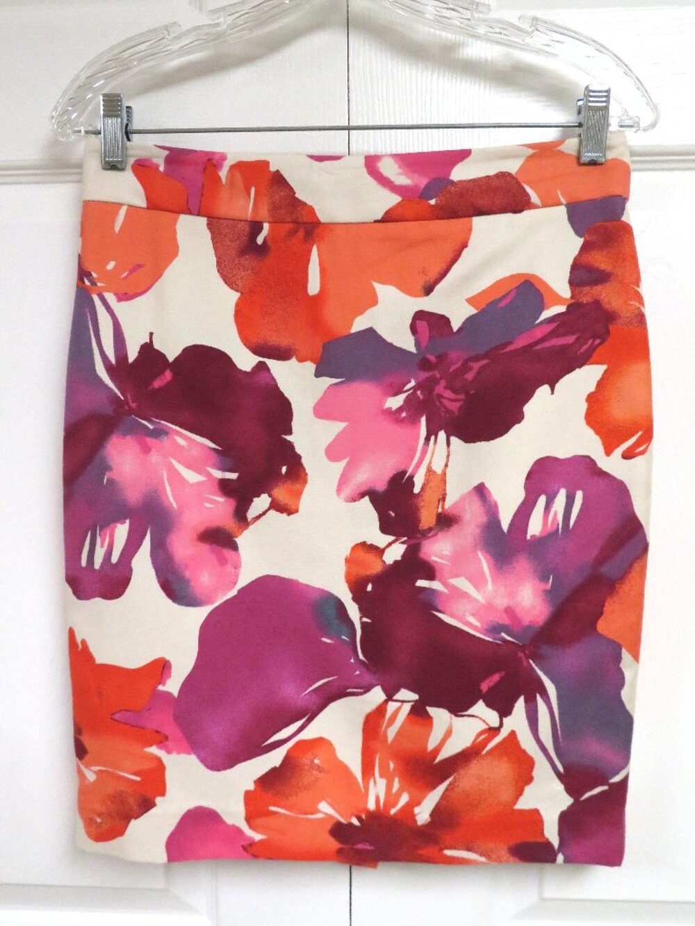 Ann Taylor LOFT Silk Cotton Floral Pencil Skirt Size 2